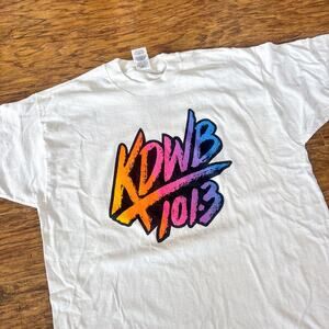 Vintage KDWB 101.3 Radio Station Y2K Colorful Logo White T-Shirt XL
